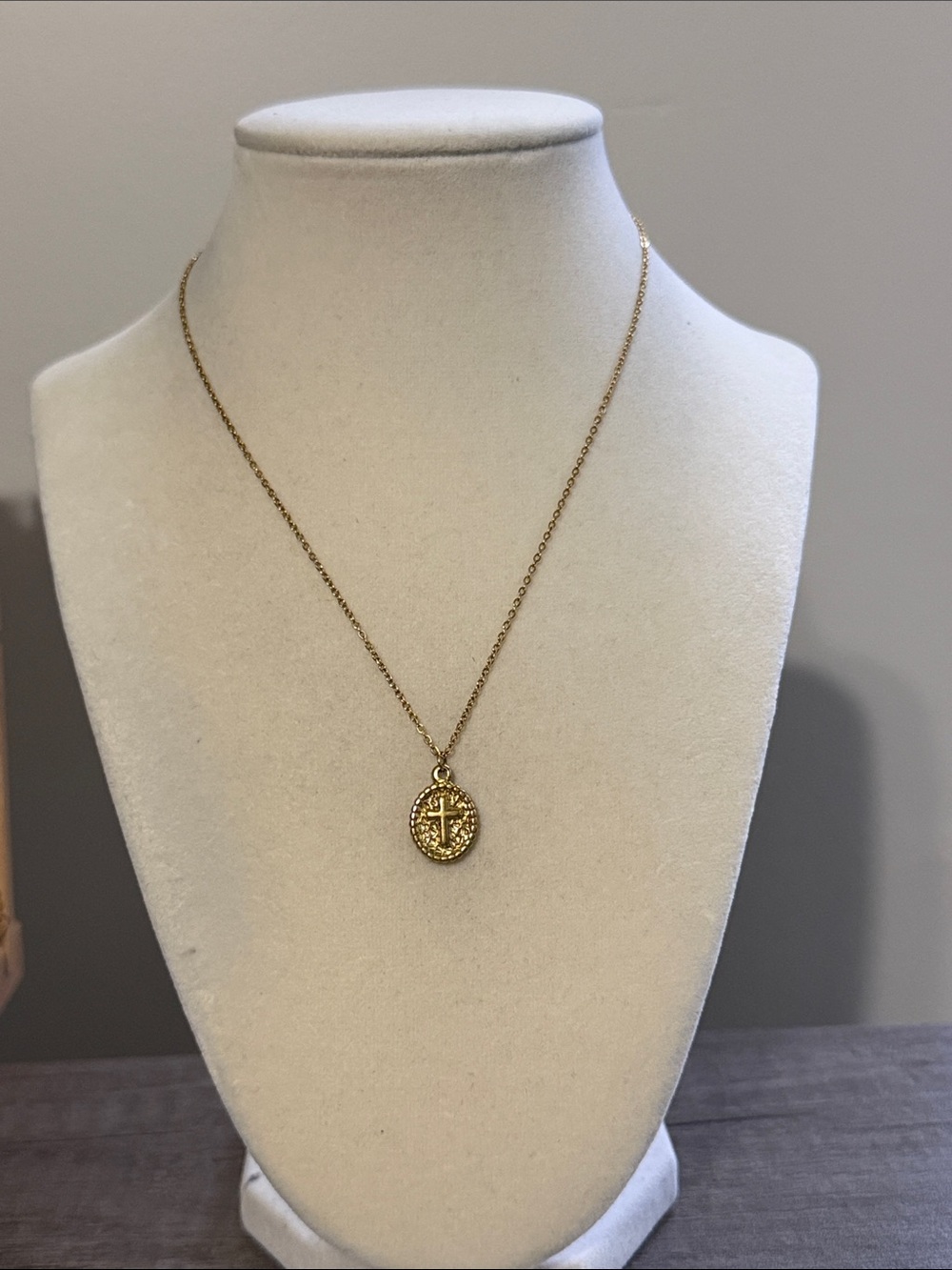 Gold Plated Stainless Steel Cross Pendant Necklace